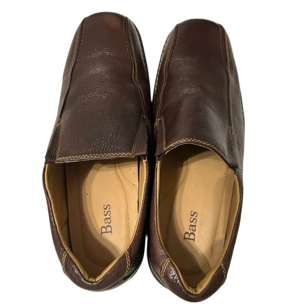 BASS JK Brown Leather Loafers Cushion Casual Shoes Mens 1338-200  US 11.5 M